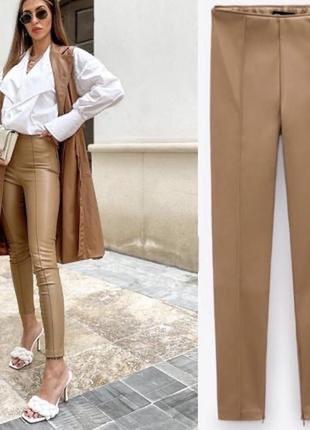 Кожаные брюки zara