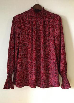 H&amp;m красная блуза леопардовый принт1 фото