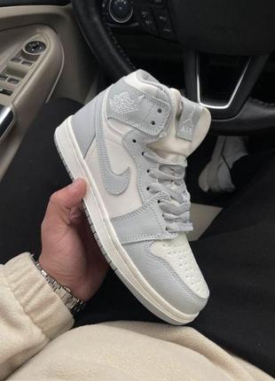 Кросівки високі nike air jordan 1 retro white/ высокие зимние кроссовки найк джордан белые4 фото