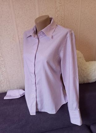 Италия! фиолетовая сиреневая блуза рубашка женская  сорочка приталенная3 фото