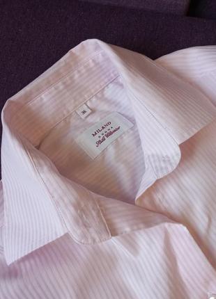 Италия сорочка рожева блуза деловая рубашка женская по фигуре в полоску6 фото