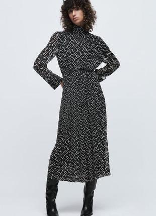 Платье черное платье в горох с поясом меди zara xs s m
 8921/8345 фото
