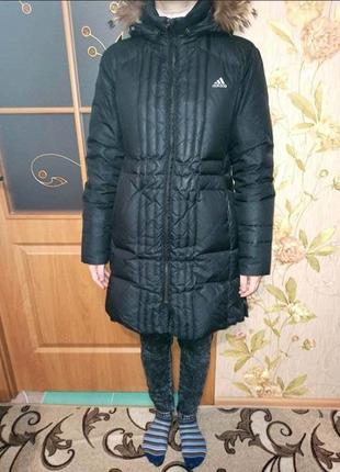 Пуховик чорний adidas розмір 42-44
