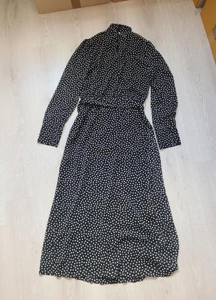Платье черное платье в горох с поясом меди zara xs s m
 8921/8347 фото