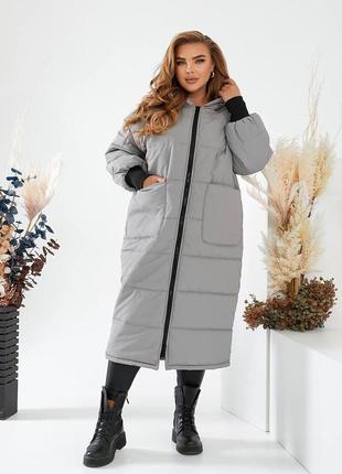 Стильное зимнее пальто прямого кроя6 фото