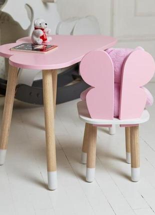 Столик детский облако со стульчиком бабочка 46х70х40 см розовый/белый. (992520)6 фото