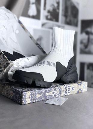 Кросівки жіночі осінь christian dior white shoes socks