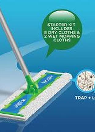 Swiffer dry wet kit trap lock-набір для прибирання підлоги швабра + серветки swiffer "kg"
