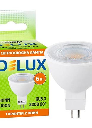 Лампа світлодіодна delux jcdr 6вт 4100k 60° 220в gu5.3 білий