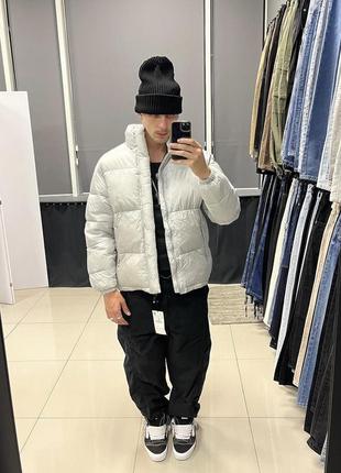 Куртка, еко пуховик, дутик, пуффер, zara winter light grey puffer