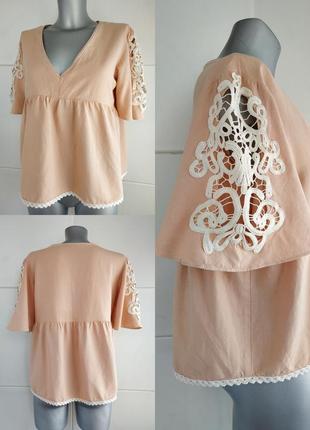 Летняя блуза zara с красивым кружевом