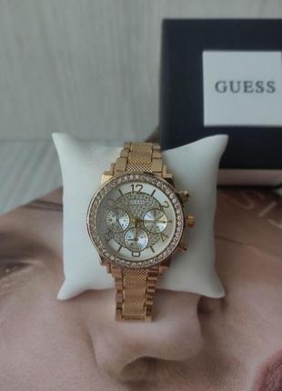 Женские наручные часы guess со стразами gold/silver