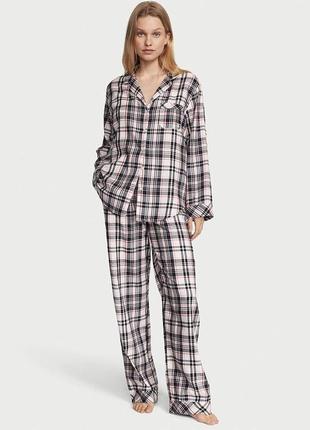 Фланелевий піжамний комплект victoria's secret flannel long pajama set size m regular