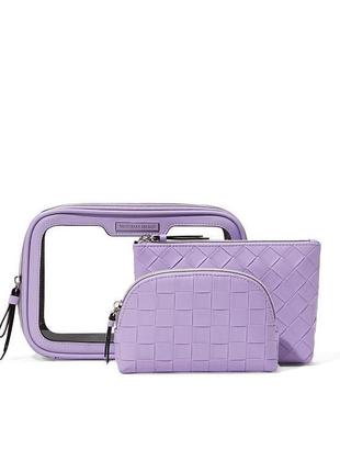 Набор с 3 косметичек  victoria’s secret  beauty-to-go bag trio lilac woven