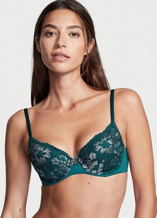 Кружевной бюстгальтер-деми с легкой подкладкой deepest green shimmer size 36 d