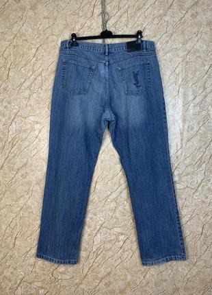 Винтажные прямые джинсы yves saint laurent pour homme с большим вышитым лого на кармане ysl straight fit винтаж 90х 40x34 w40 l34