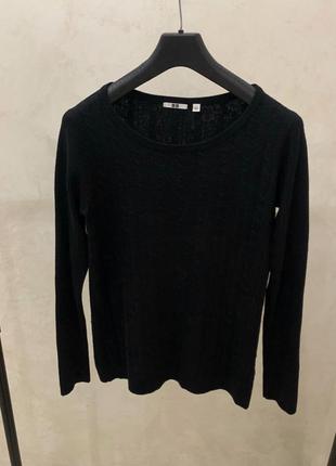 Джемпер шерстяной свитер uniqlo черный женский базовый