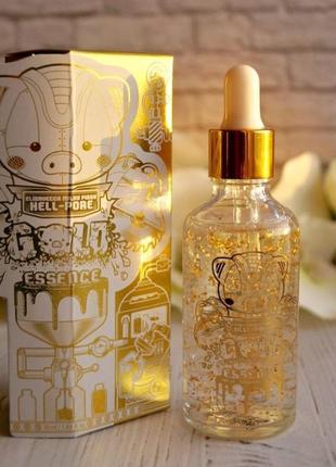 Elizavecca. есенція для особи з частинками 24к золота. milky piggy hell-pore gold essence