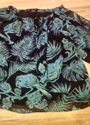 Женская вискозная блуза, с модным тропическим принтом от next, 52р.1 фото