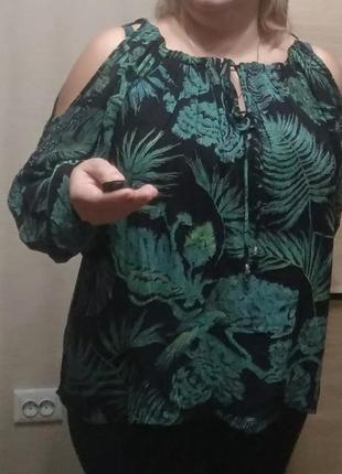 Женская вискозная блуза, с модным тропическим принтом от next, 52р.4 фото
