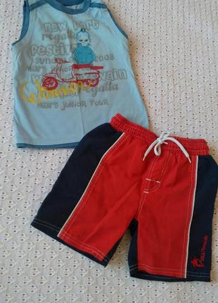 Летний комплект шорты майка для мальчика 2-3 года футболка набор лето