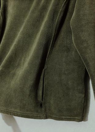 Marks & spencer кофта фліска напівбатал толстовка зелена хакі великий комір з кишенею тепла жіноча6 фото