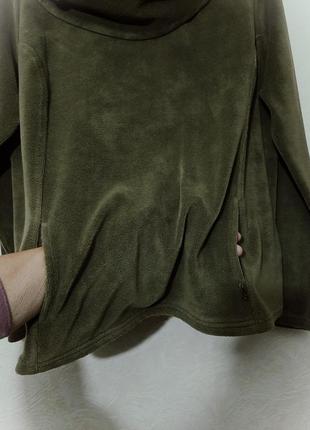 Marks & spencer кофта фліска напівбатал толстовка зелена хакі великий комір з кишенею тепла жіноча7 фото