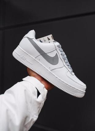 Nike air force 1 low white reflective, мужские кроссовки найк