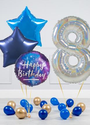 Набір кульок з гелієм для хлопчика на 10 років з цифрой 10,доставка кульок інгулець