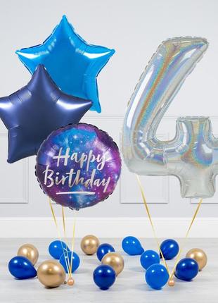 Набір кульок з гелієм для хлопчика на 10 років з цифрой 10,доставка кульок інгулець