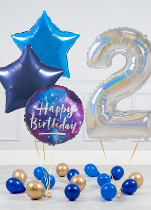 Набір кульок з гелієм для хлопчика на 10 років з цифрой 10,доставка кульок інгулець
