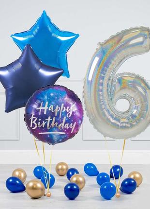 Набір кульок з гелієм для хлопчика на 10 років з цифрой 10,доставка кульок інгулець
