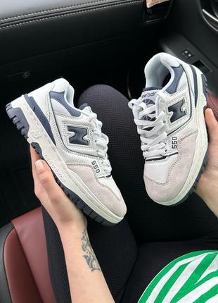 New balance 550 white (navy blue) кросівки, взуття