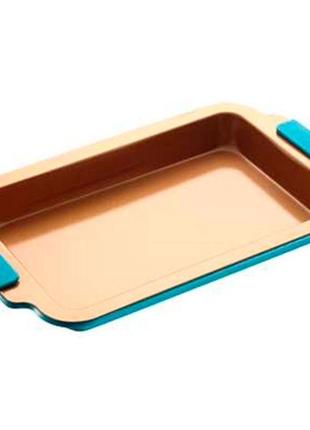 Форма-деко для випічки maxmark з ручками керамічне gold покриття 40,8*27*4,7см мк-go-408