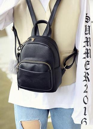 Женский мини рюкзак с экокожи + брелок3 фото