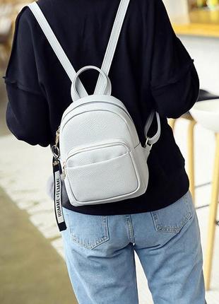 Женский мини рюкзак с экокожи + брелок5 фото