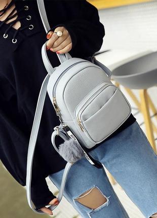 Женский мини рюкзак с экокожи + брелок8 фото