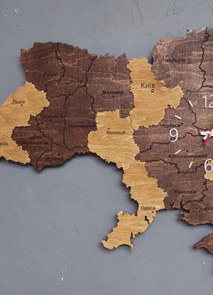 Мапа україни з годинником. багатошарова карта україни. 80х50 см4 фото