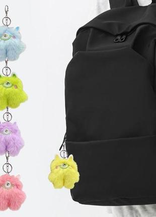 Іграшка-брілок "монстрик" на сумку, рюкзак, ключі. пухнастий хутряний брелок для ключів8 фото