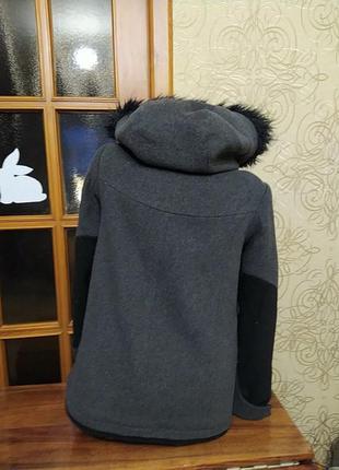 Теплое пальто на меху с капюшоном zara basic10 фото