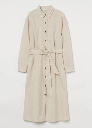 Платье-рубашка ,туника h&m linen-blend shirt dress10 фото