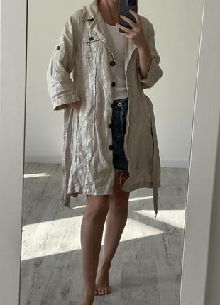 Плащ тренч плаття лляне льон zara з срібним напиленням5 фото