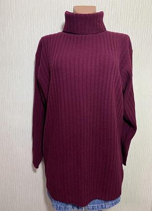 Gina monti шерстяной свитер с высоким гороом, гольф свободного кроя в рубчик