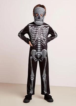 Костюм та маска george 11-12 13-14 років. скелет скелетик карнавальний halloween хеллоуїн хелоуїн хеллоуін хелоуін хелловін хеловін