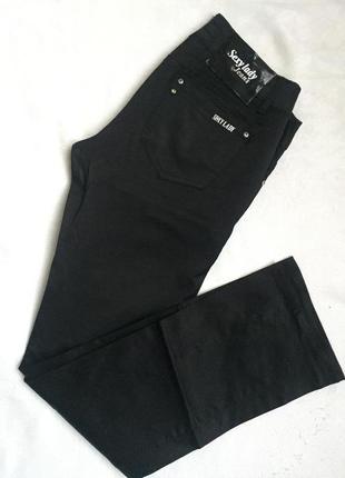 Супер джинси стреч чорні атласні m (46)