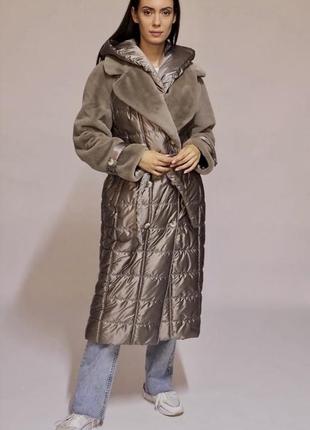 Пальто женское зимнее стеганое пальто с мехом зимний пуховик длинный2 фото