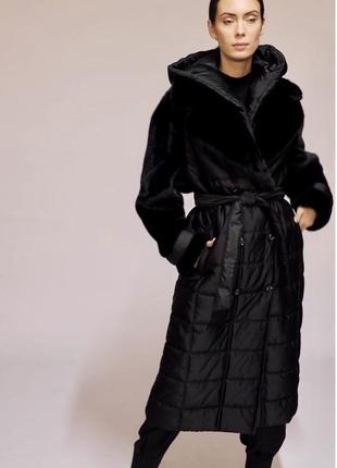 Пальто женское зимнее стеганое пальто с мехом зимний пуховик длинный9 фото