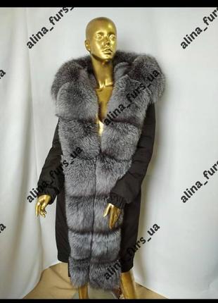 Модная женская зимняя куртка пальто парка с натуральным мехом блюфрост максимум меха,42-60 р.р.3 фото