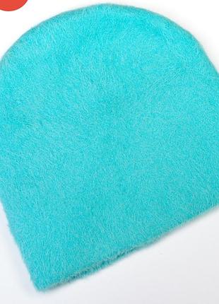 Бірюзова шапка із пряжі-травки