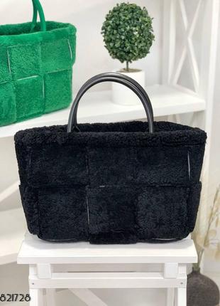 Женская сумка (кожа и мех натуральный) черная и беж2 фото